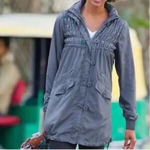 Athleta Shock Cord Anorak Light Weight Women’s Jacket, Hood, Gray, Size S